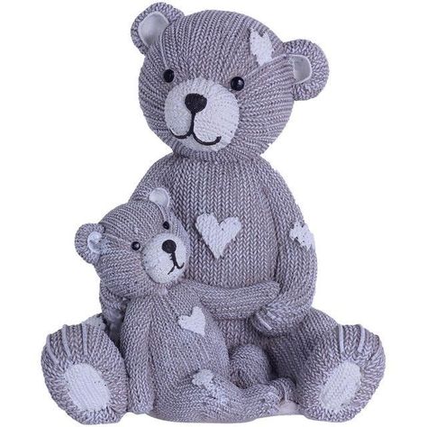 Alcancia Decorativa Ositos Family Tejido Gris-0