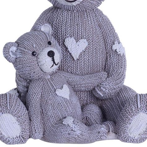 Alcancia Decorativa Ositos Family Tejido Gris-1