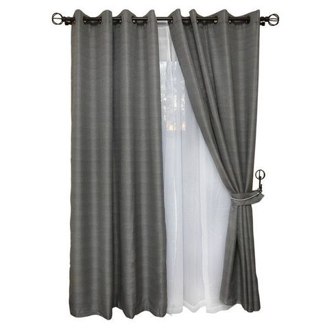 Set Cortina Rustica Con Argolla 8 Piezas Gris-0