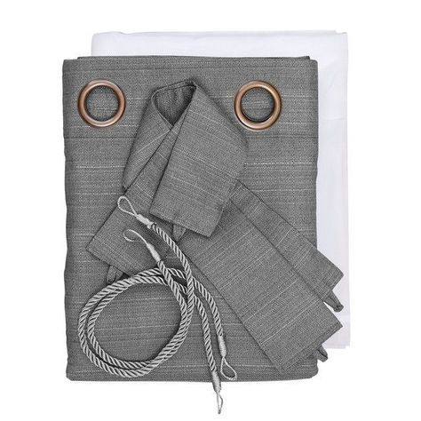Set Cortina Rustica Con Argolla 8 Piezas Gris-1