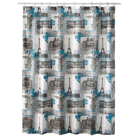 Cortina para Baño Diseño Eiffel con Forro-0