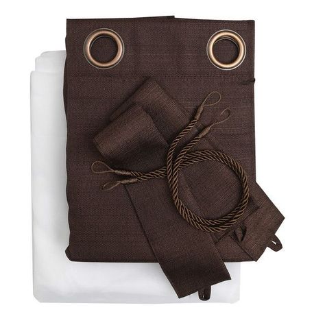 Set Cortina Rustica Con Argolla 8 Piezas Chocolate-1