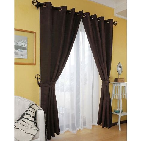 Set Cortina Rustica Con Argolla 8 Piezas Chocolate-2
