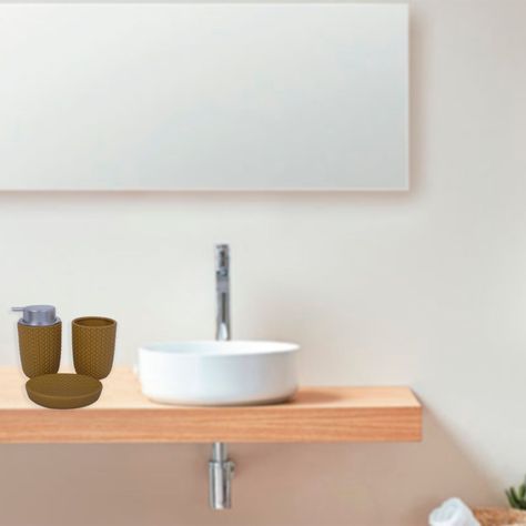 Juego de Baño Decorativo Boston 3 Piezas Mostaza-3