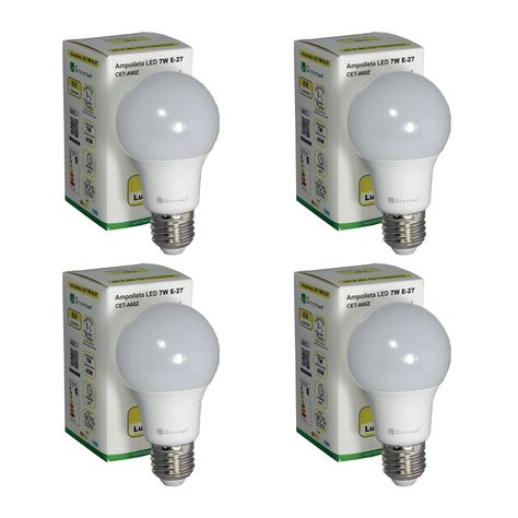 Ampolletas led. 7w.E-27. x 4 unidades. Luz Cálida-0