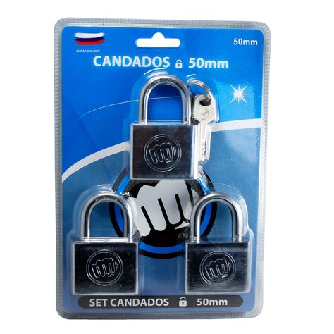 Set de 3 Candados de Acero Inoxidable de 50 mm-0