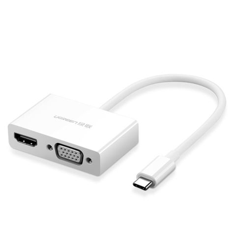 CONVERTIDOR DE VIDEO USB-C M / (HDMI 1.4B 3D 4K/30HZ H)/ VGA H 1920X1200P/60HZ BLANCO UGREEN MM123-1