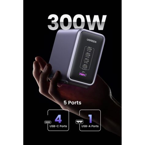 SUPER CARGADOR PARA ESCRITORIO 300W 1 USB-A + 4 USB-C UGREEN CD333-2