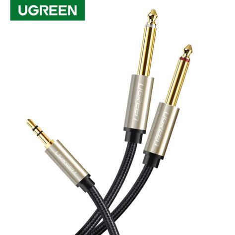 CABLE DE AUDIO PLUG ESTEREO 3.5MM/2PLUG 6.3MM MONO 5M GRIS UGREEN AV126-1