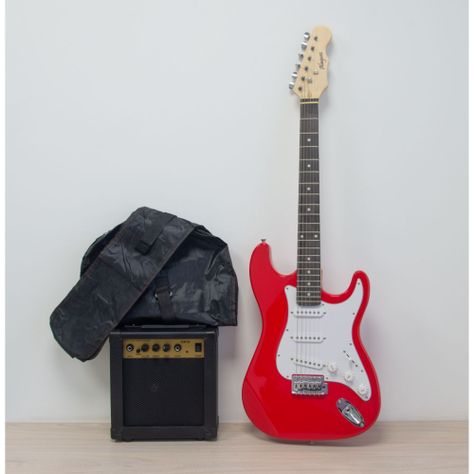 PACK GUITARRA ELECTRICA ROJA CON AMPIFICADOR 10W ALAGUEZ-1