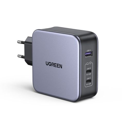 CARGADOR GAN TECH FAST 140W 2 USB-C / USB-A GRIS UGREEN CD289-90549-0
