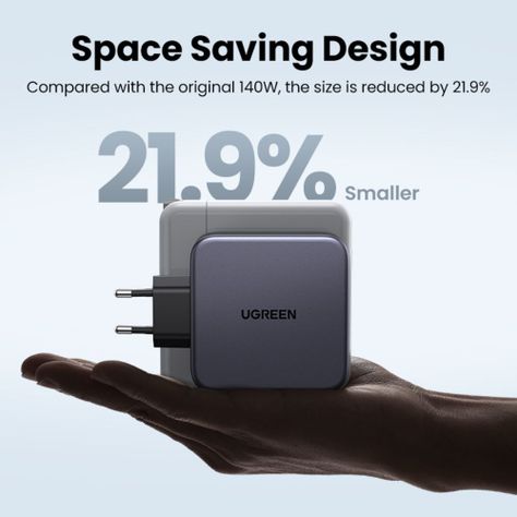 CARGADOR GAN TECH FAST 140W 2 USB-C / USB-A GRIS UGREEN CD289-90549-2
