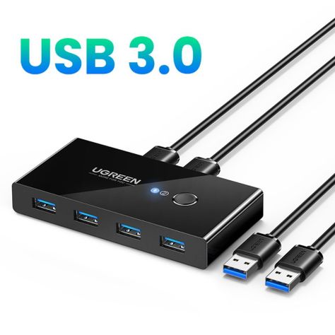 SWITCH USB 3.0 2X4 (SELECTOR ENTRE 2 PC) NEGRO UGREEN US216-1