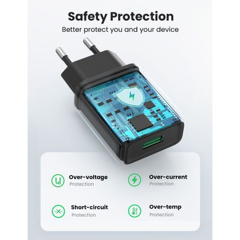 CARGADOR 18W USB-A NEGRO UGREEN CD122-70273-1