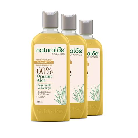 Pack 3 Shampoo Reflejos Rubios 350 ml Naturaloe-0