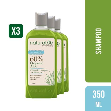 Pack 3 Shampoo Hidratación y brillo 350 ml Naturaloe-1