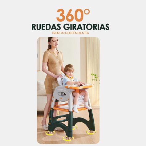 Silla de Comer Para Bebé Todo en 1 Naranja Babymine-1
