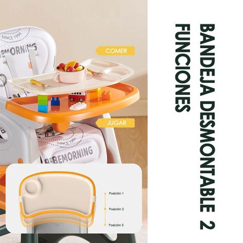 Silla de Comer Para Bebé Todo en 1 Naranja Babymine-3