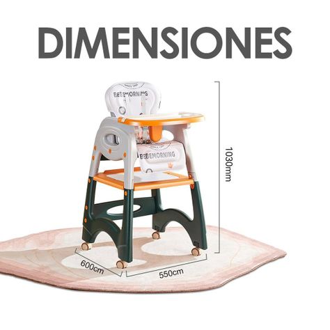 Silla de Comer Para Bebé Todo en 1 Naranja Babymine-6