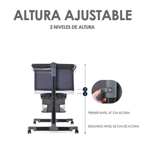 Cuna Colecho Mecedora Con Ruedas Gris Babymine-3