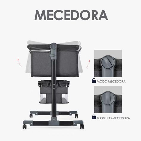 Cuna Colecho Mecedora Con Ruedas Gris Babymine-5