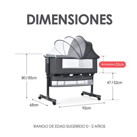 Cuna Colecho Mecedora Con Ruedas Gris Babymine-7