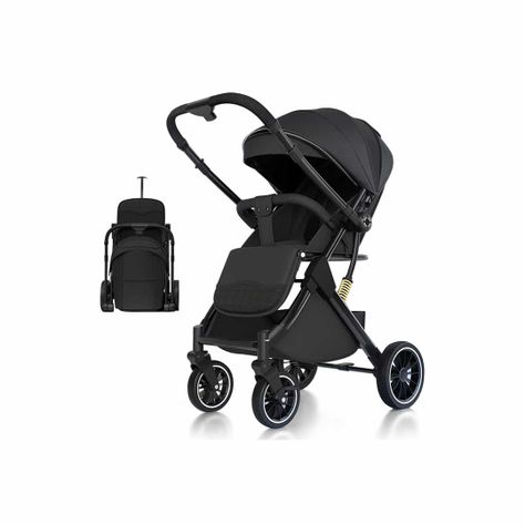 Coche de Paseo Maleta Compacto Reversible Negro BABYMINE-0