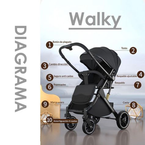 Coche de Paseo Maleta Compacto Reversible Negro BABYMINE-7