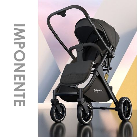 Coche de Paseo Maleta Compacto Reversible Negro BABYMINE-5
