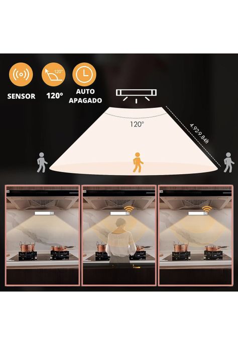Luz Led con Sensor de Movimiento Portátil Carga USB 30 cm-8