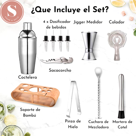 Set de Cocteleria Kit Bartender Jigger 11 Piezas-1