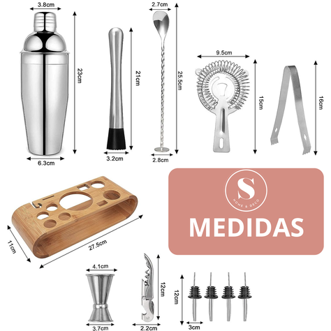 Set de Cocteleria Kit Bartender Jigger 11 Piezas-4