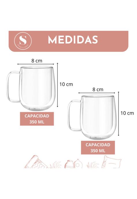 Pack 2 Tazas Doble Vidrio 350 ml-1