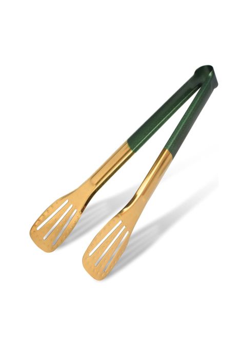 Pinzas Tenaza Cocina Asado Acero Inoxidable 28 cm Negro Verde oscuro-0