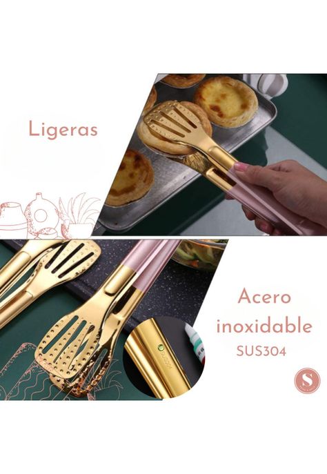 Pinzas Tenaza Cocina Asado Acero Inoxidable 28 cm Negro Verde oscuro-3