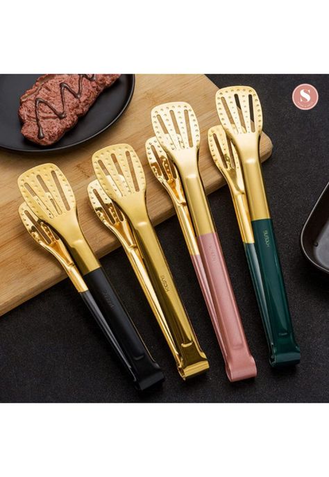 Pinzas Tenaza Cocina Asado Acero Inoxidable 28 cm Negro Verde oscuro-6