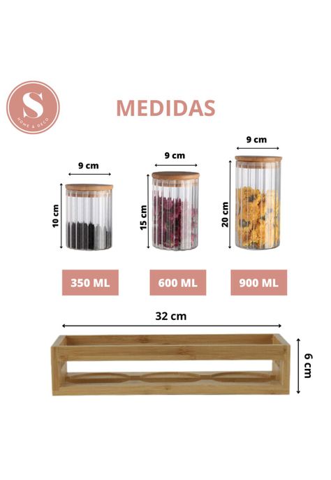Especieros Contenedores Recipientes Vidrio Con Soporte-1