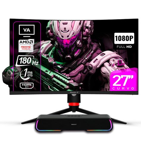 Pack Monitor Gamer 27" Curvo FHD 1080 VA 180hz + Soundbar BT-0