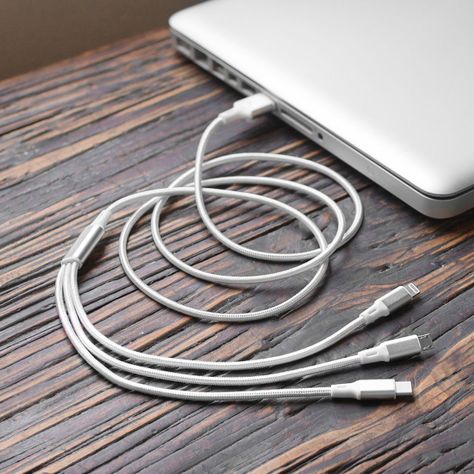 Cable USB 3 en 1 (Micro USB, USB-C y Lightning) 1,2 M Blanco-3