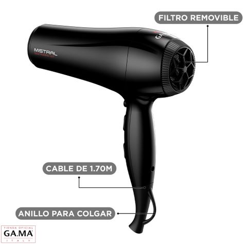Secador De Pelo Gama Mistral Tourmaline Ion 2200 Watts-1