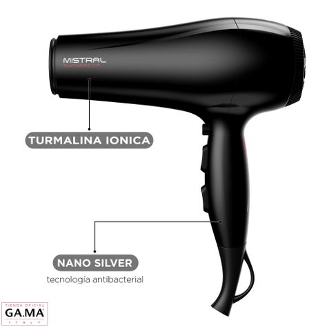 Secador De Pelo Gama Mistral Tourmaline Ion 2200 Watts-2