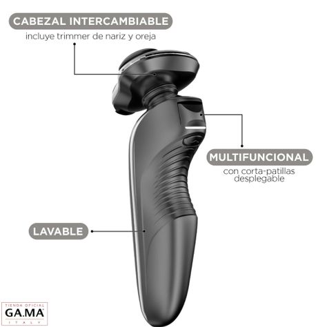 Afeitadora Gama Gsh 1527 Sport Usb Wet&dry Black Con Trimmer-4