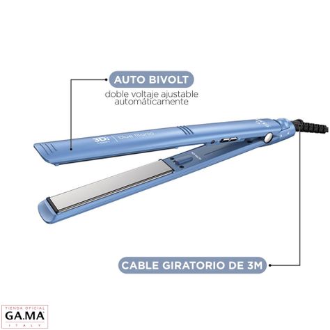 Plancha Alisadora Gama Elegance Blue Titanio 3d Therapy Ultra Ion-3