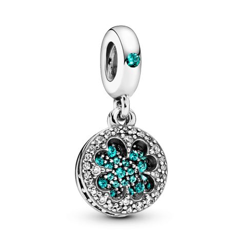 Charm Colgante en Plata Trebol Deslumbrante Cristal Verde -0