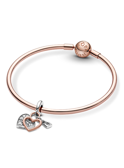 Dije en Rose y Plata Candado de Corazón -0