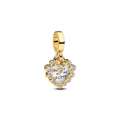 Charm Doble Corazón Recubrimiento Oro14K-0