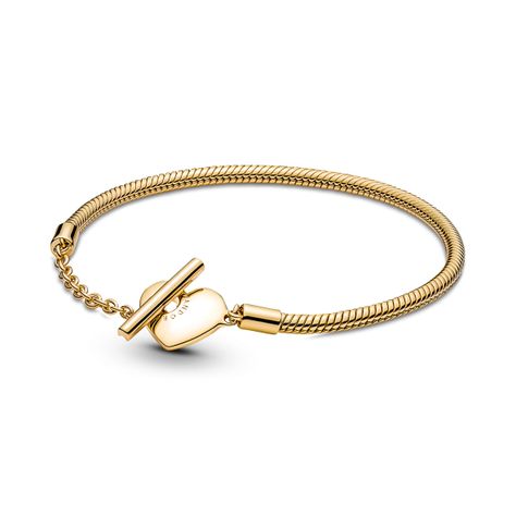 Brazalete Shine Cadena Serpiente con Cierre Barra T y Corazón -0