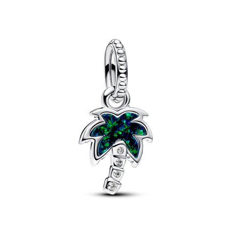 Charm en Plata Palmera verde Opalescente Piedras Mixtas-0