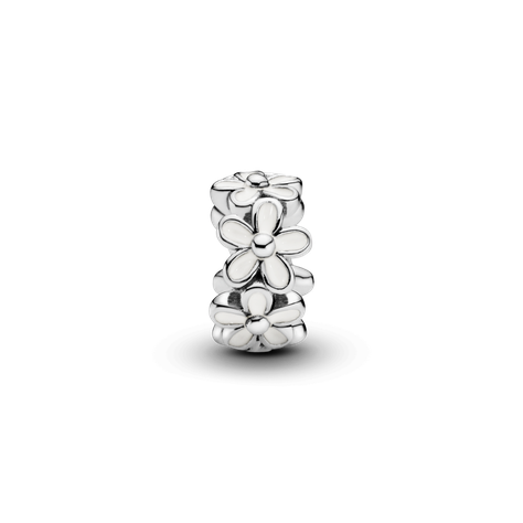 Charm en Plata Campo de Margaritas Queridas Esmalte Blanco-0