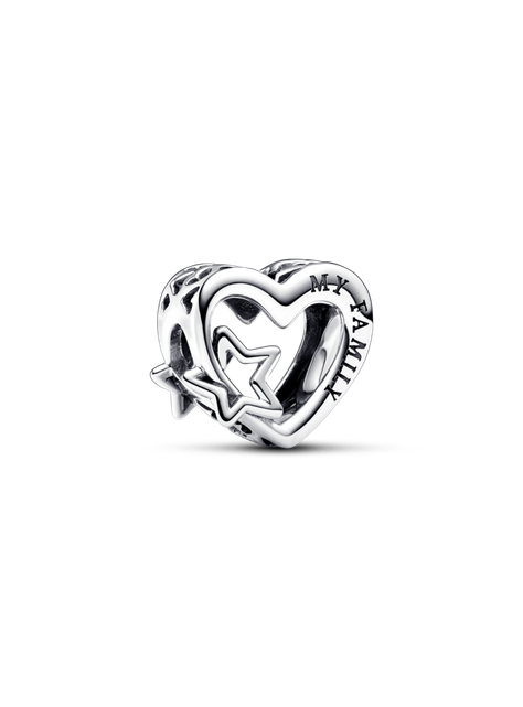 Charm Corazón en filigrana Familia y Estrella-0
